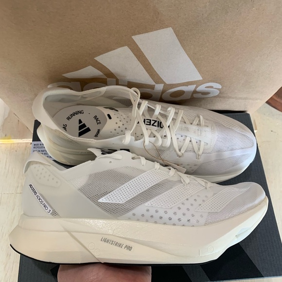 adidas Adizero Adios Pro 3 Triple White - Picture 9 of 11